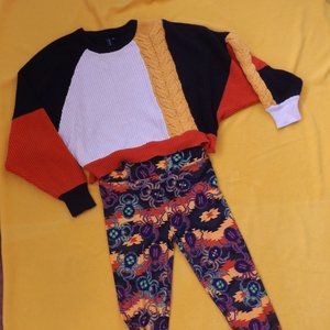 Moon & Madison Crop Sweater with LulaRoe Spider Leggings 2pc set